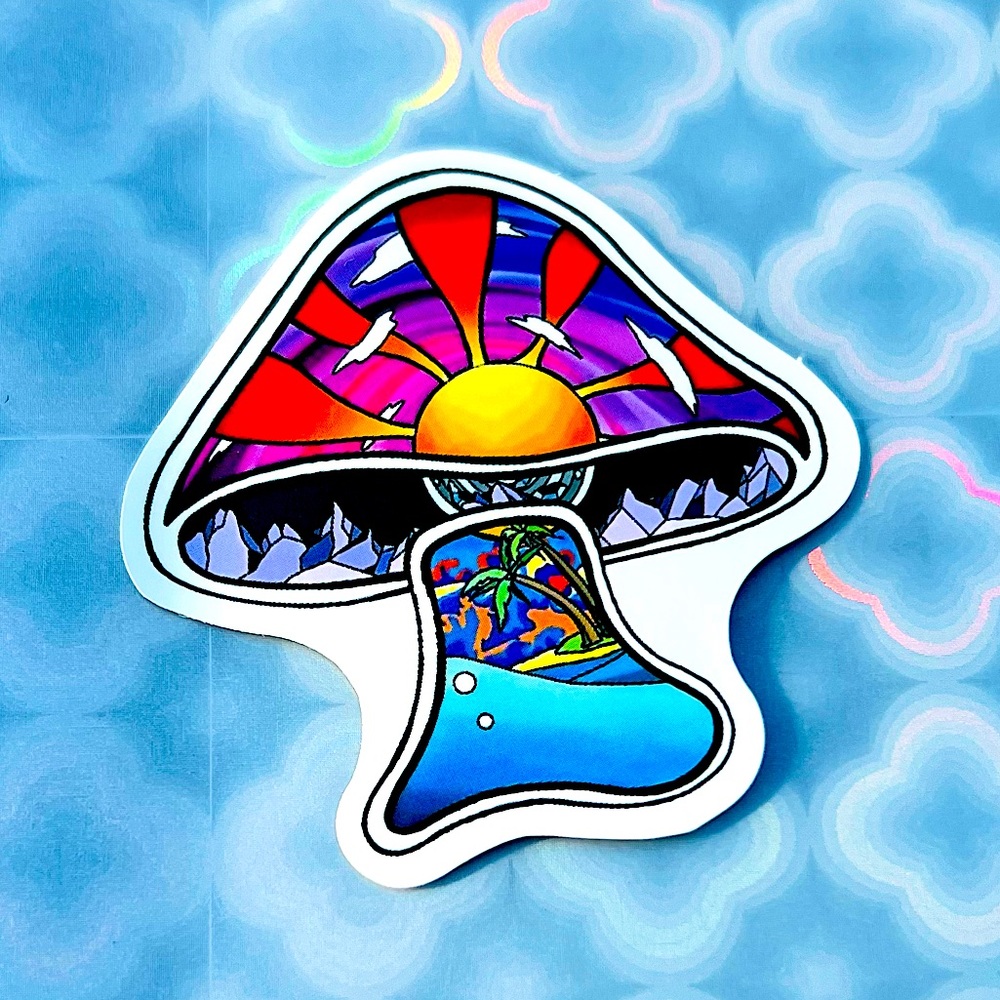 Spacey Magic Mushroom Shrooms Nature Art Accent Decor Single Waterproof Sticker